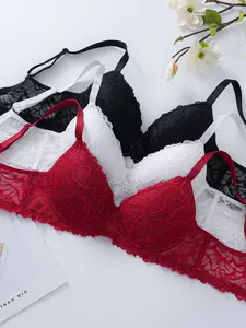 Women's Lingerie Bra Set, 3/6pcs Lace Underwire Bras, Push-Up Control Top, Anti-Downward Design, Fitted Boho Style, All Seasons Wear