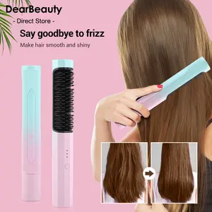 Straightening Comb Rechargeable Hair Wireless Straightener Curler Curling Straighten Dual-purpose Travel Portable USB Charging decor home whimsical