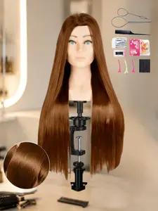 24 Inch Human Hair Mannequin Head, Hairdressing Training Head. Ideal for hairstylists to practice bleaching, dyeing, braiding and hair styling, suitable for home use and beauty salons.