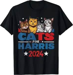 Cats for Harris 2024 - Kamala Harris for President 2024 T-Shirt, Gift Tee, Funny Tee, Size S-5XL