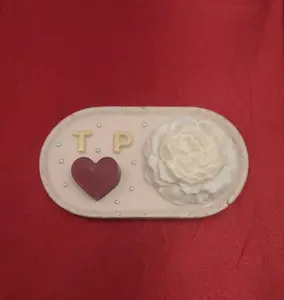 ROSE, HEART, INITIALS  handmade candle