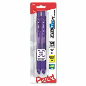 PANCAN Edition EnerGel- X Liquid Gel Pen Medium Line, Metal Tip - Violet Ink - 2-pk