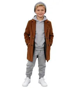 【Bebekids】​Boys' and girls' outerwear, autumn and winter mid-length coats, suitable for children with heights ranging from 90-160cm, western college style coat, winter warm jacket -24227
