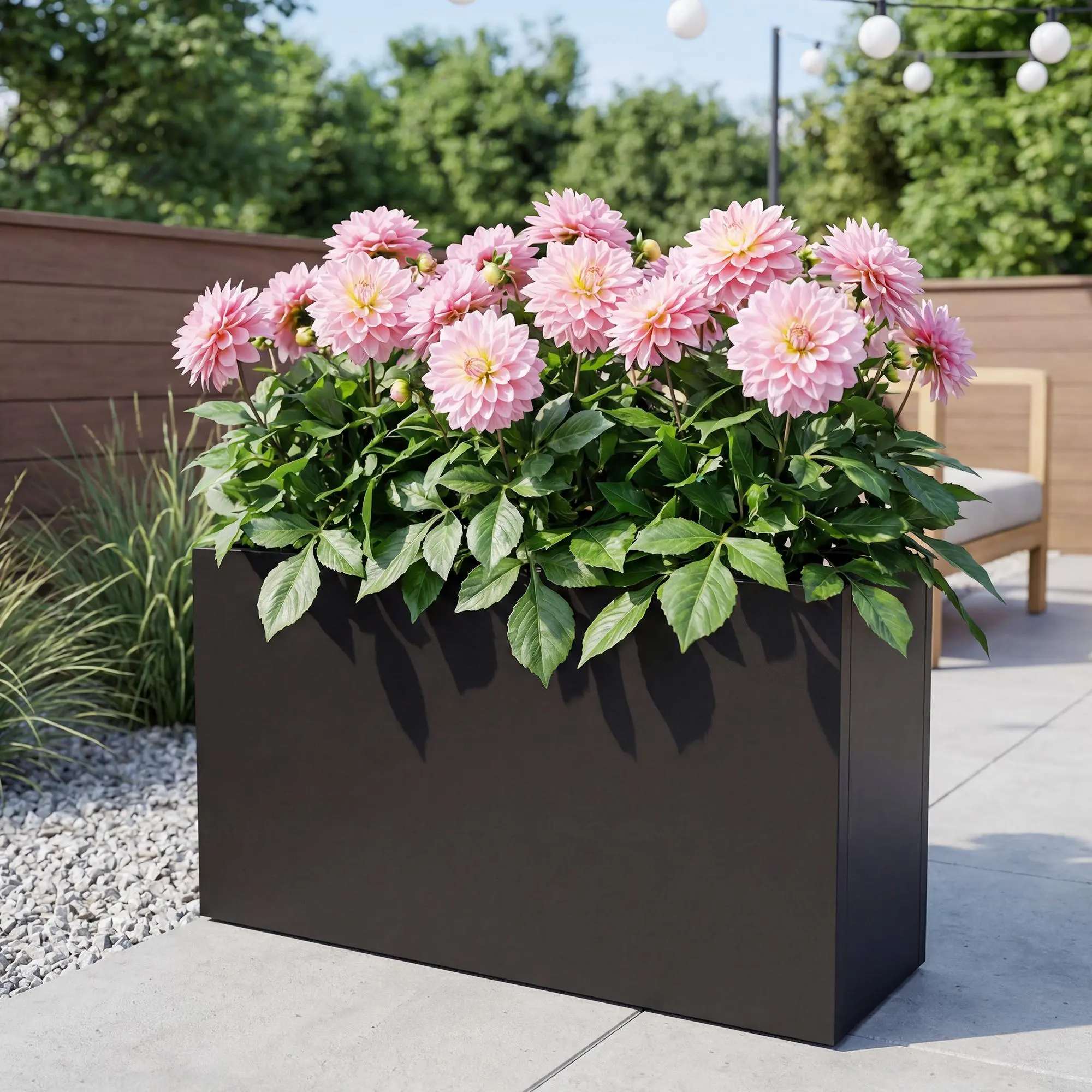 30" Large Rectangular Metal Planter Box - Modern Indoor-Outdoor Flower Pot for Patio, Balcony
