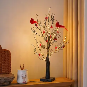 New Red Bird Copper Wire Christmas Tree Light Red Fruit Shape Light Bedroom Atmosphere Decoration Holiday Decorative Light