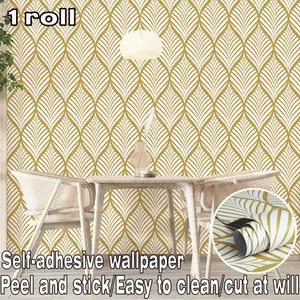 1 roll of minimalist leaf-pattern self-adhesive wallpaper, easy to trim, apply and clean, with thickened design to prevent bleed-through. Suitable for wall and furniture decoration in living rooms, kitchens, bedrooms, dining rooms and other spaces.