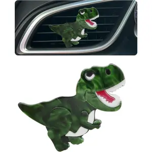 ORIESSE Dinosaur Car Air Freshener Vent Clip,Refillable Aroma Diffuser with T-Rex Design,Customizable Scents and Interchangeable Decor for Women,Teens,New Drivers (Green)