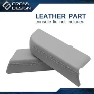 CROSSDESIGN Fit For 09-15 HONDA PILOT PAIR FRONT DOOR PANELS CARD ARMREST LEATHER COVER GREY