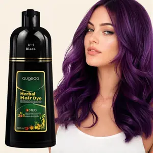 [2pc] 500ML Purple Color 3 in 1 Hair Dye Shampo0 Can cover grayhairs,Herbal healthy plant Ingredients,Contains GinsengExtract,Natural Haircoloring,semi-permanent coffeehairdye.festival gift
