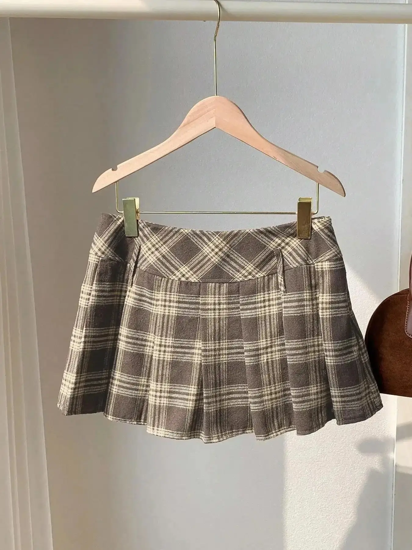 Women's Plaid Pleated Mini Skirt, Soft Woven Fabric & High-Waisted Fit A-Line Pleats Secure Lining Multiple Color Options,pleated skirts,1pc trendy skirt put together dressed up