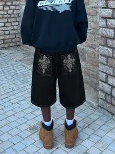 Men's Embroidered Denim Shorts, Casual Loose Fit, Lightweight Outdoor Wear, Perfect for Summer, Ideal for Relaxed Occasions