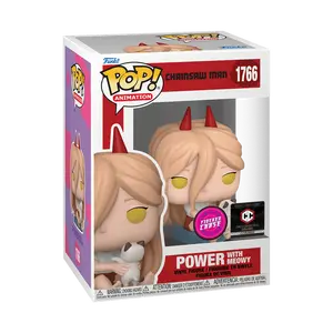 Funko Pop! Chainsaw Man - Power with Meowy (Flocked) (Chalice Collectibles) (Chase) #1766 Exclusive Collectible Pop Vinyl Figure