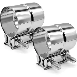 3 Inch Exhaust Clamp Stainless Steel 304 Lap Joint Band Clamp For 3" Od To 3" Id Exhaust Pipe Muffler Elbow Exhaust Tubing Connection Catalytic Converters 2PCS