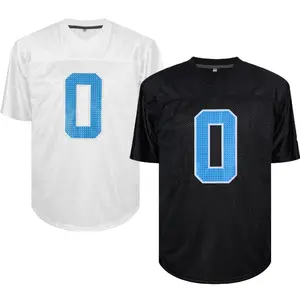 Summervibes Men'S #0 Football Jersey - Breathable V-Neck Loose Sports Shirt with Blue Letters, High-Quality Embroidery, Perfect for Team Sports, Outdoor Activities, Parties & Casual Wear, Football Jersey, Party Attire, Sporty Style