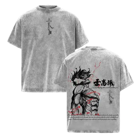 [KM 100%cotton]Eren Yeager Tee – Attack on Titan Vintage Washed Oversize T-Shirt graphic tee cotton graphic tees humorous tshirt men christian clothing funny shirts men's t shirts cotton tee shirt invincible shirt siah t shirt streetwear