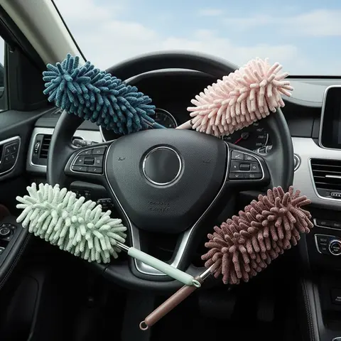 Car Interior Duster with Extension Pole  Detailing Wash Brushes with Long Handle Duster Cleaner Tool New Car Must Haves Soft Dash Vent Dusting Cleaning Supplies
