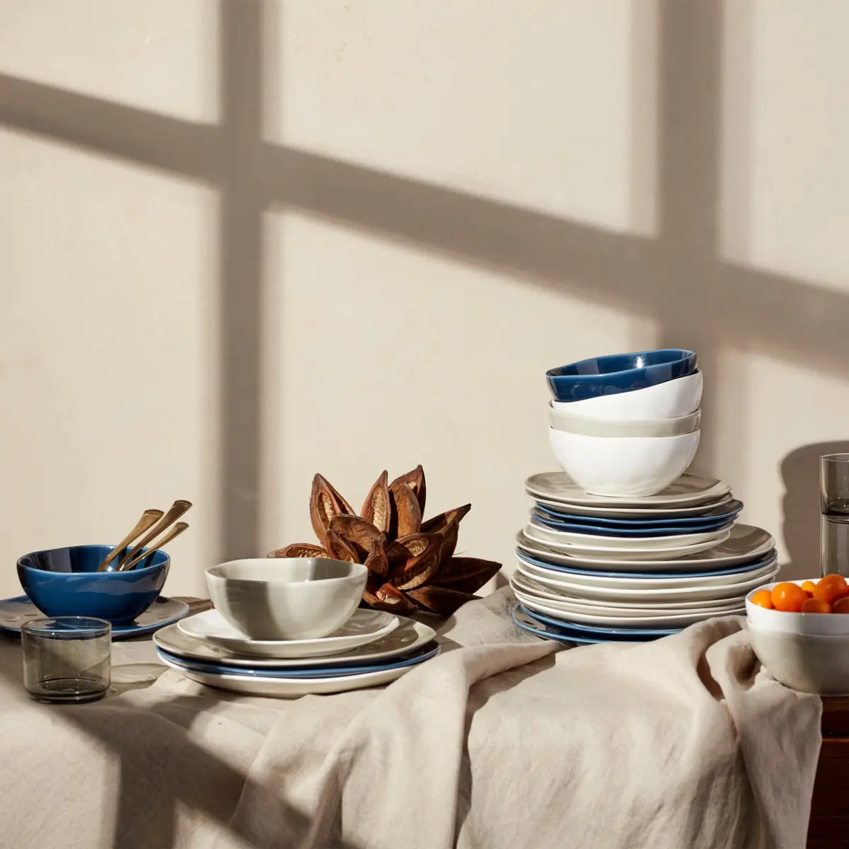 Lenox 894888 Bay Colors Dinnerware Set, Grey - 12 Piece