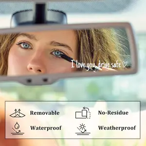 4Pcs I Love You Drive Safe Mirror Stickers, Cute Vinyl Car Decal for Women, Funny Rearview Mirror Sticker for Car Window Windshield, Removable No Residue Car Accessories, Valentines Day Gifts for Her Him (Black & White)