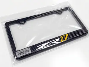ZR1 C8 Corvette 100% Black Carbon Fiber License Plate Frame Premium Yellow