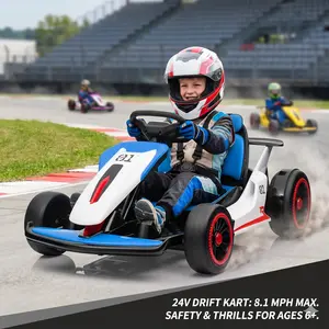 GARVEE Kids Electric Drift Go Kart Ride-On Car - 2x200W Motors, 7AH Battery, Electric Pedals, Ages 6+, Multiple Colors, Ideal for Outdoor Racing