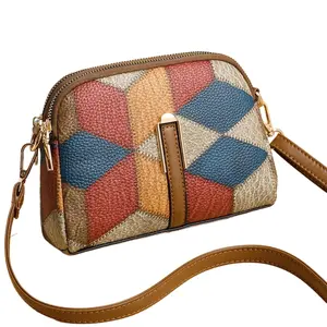 Adjustable Strap Crossbody Bag with Color Block Print, Durable Lining & Interior Zipper Compartment. Versatile Student Backpack for Daily Commute, Weekend Shopping, Hangouts with Friends, Office Wear & Social Events.