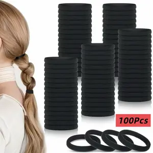50/100 Pieces Hair Ties Nylon Thick Seamless Bands for All Hair Types Soft No Damage Ponytail Holder