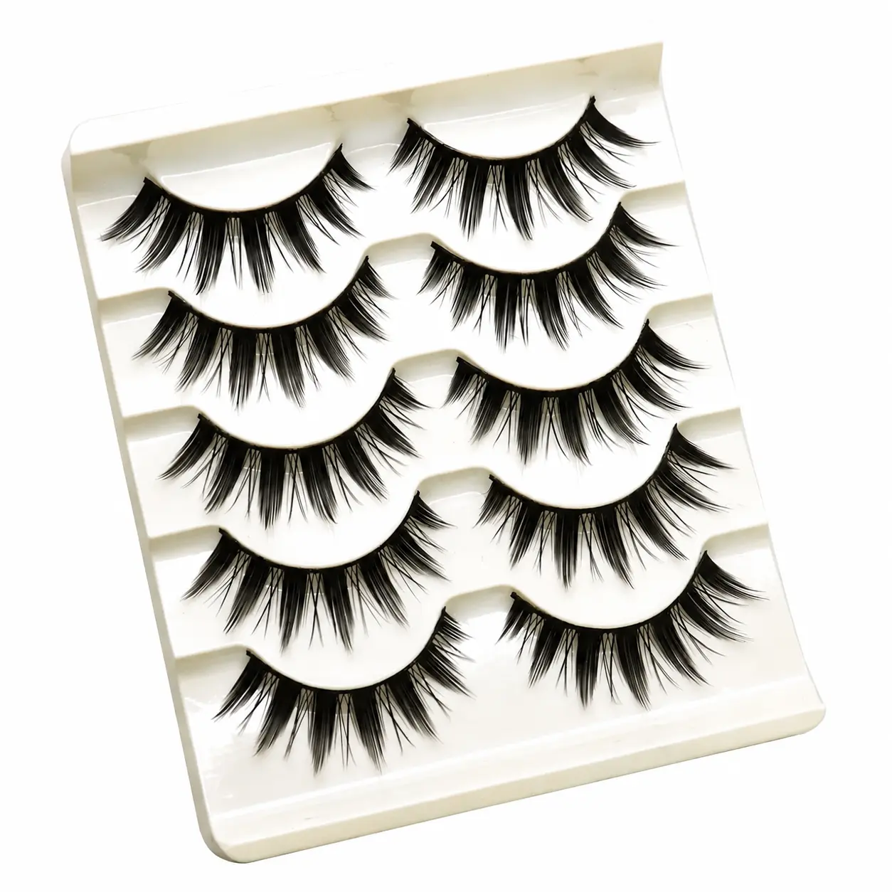 10 Pairs Manga Devil Cluster False Eyelashes, Fluffy Strip Lashes with Black-Transparent Optional Band, Dramatic Anime Eye Lashes for Daily Makeup, Cosplay