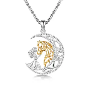 Girl Horse Necklace Jewelry Girl & Horse Pendant Necklace Gifts for Women Men Anniversary Graduation Birthday Christmas Mothers Day Valentine's Day Friendship Daughter 379