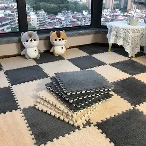 12PIECES OF BEDROOM SPLICING CARPET FOAM SUEDE ROOM FLOOR MAT SEND EDGE STRIP 30CM*30CM, Home Decor Rugs