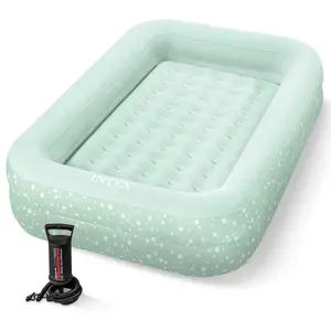 Intex Kids Travel Air Mattress Inflatable Bed with Raised Sides and Hand Pump