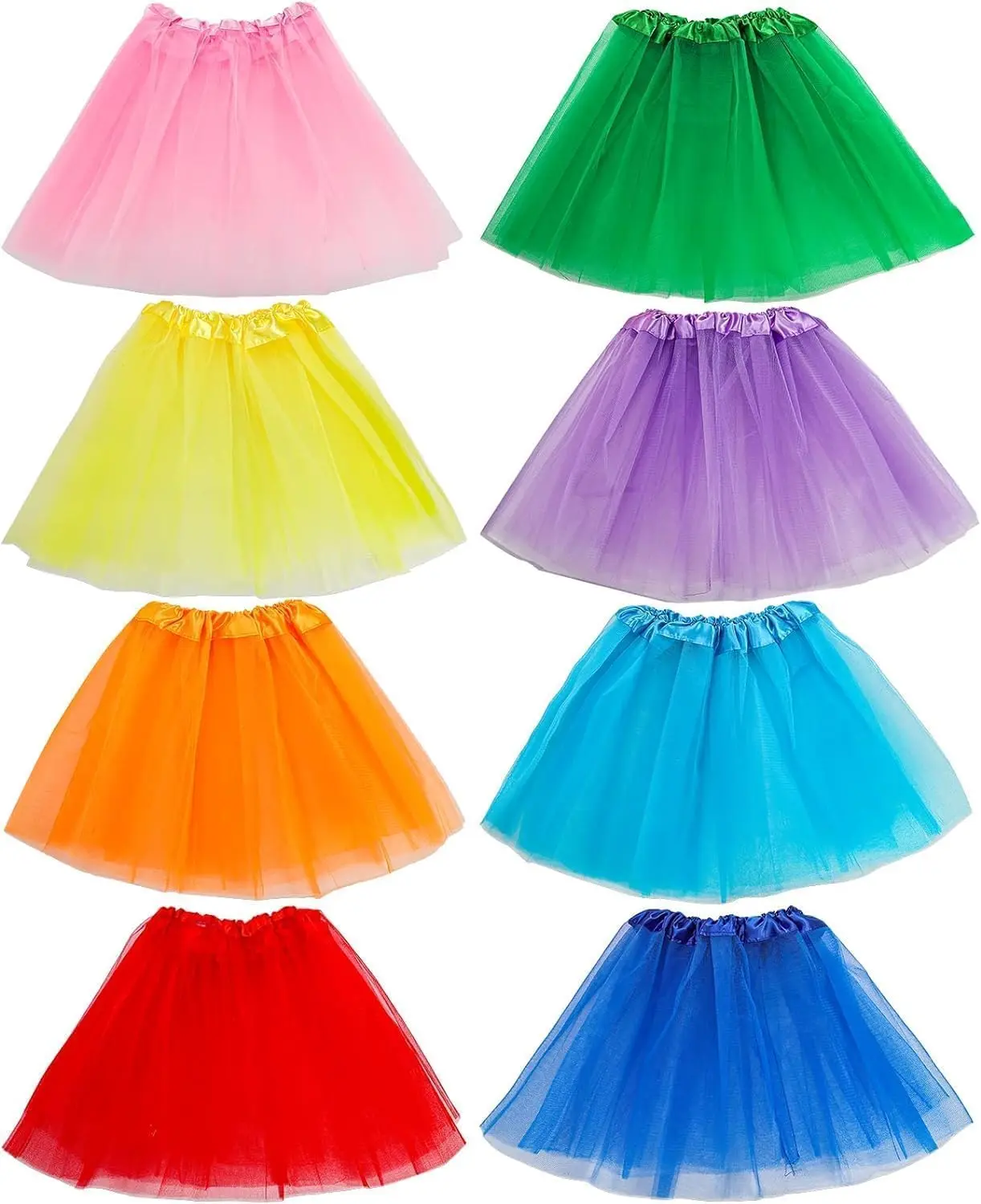 8 Pack Tutu for Girls, 3 Layer Tutu Skirt, Multicolor Girls Tutu Skirt for 2-5 Years Old Kids Dress Up, Birthday PartyGift.