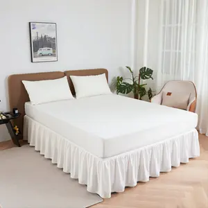 Elegant Patchwork Ruffle Bed Skirt, Floral Trim, Full Coverage, Perfect for Bedroom & Guest Room, All-Season Home Decor Gift, Creative Bed Skirts, Bedding Accessories