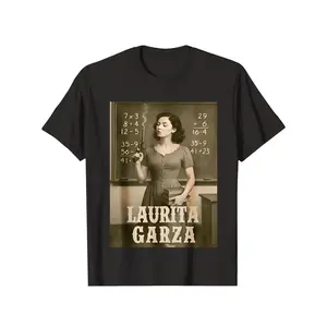 Black T-Shirt Laurita Garza Vintage Teacher Smoking Math Classroom Print Casual Wear for Men Women Unisex Streetwear Fashion Gift Graphic Tee
