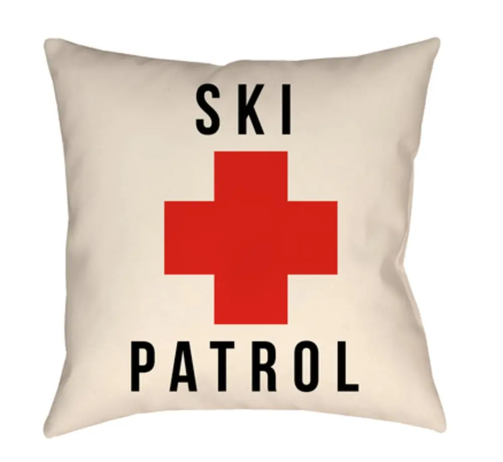 Artistic Weavers LGCB2044-1616 Artistic Weavers Lodge Cabin Ski Patrol Poly Filled Pillow - Bright Red Beige & Black - 16 x 16 in.