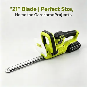 21V Cordless Hedge Trimmer with Battery & Charger, 21-in Dual-Action Steel Blade Brush Motor Electric Cutter for Garden Bush Landscaping Needs summergarden