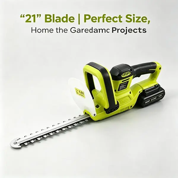 21V Cordless Hedge Trimmer Tool, 21-in Dual-Action Steel Blade Brush Motor Electric Shrubbery Trimmer with Batteries & Charger for Garden Bush Cutting Needs