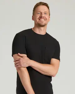 Men's Tall Heavyweight Pocket Crew Neck T-Shirt — Premium Thick Cotton Blend Tall Fit Tee with Chest Pocket, Durable Stitching, and Extended Length for Comfort and Coverage