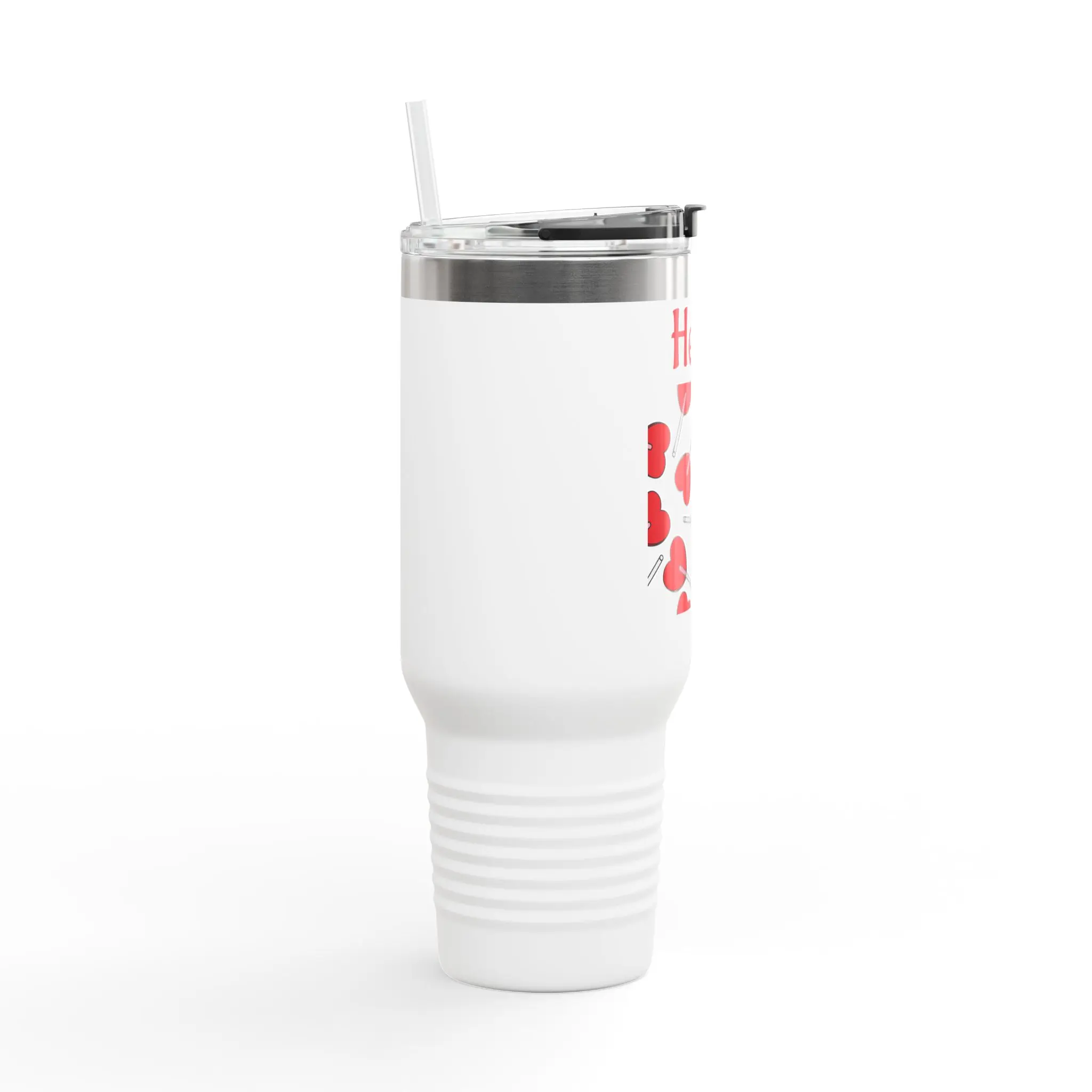 Charming Insulated Travel Mug with Heart Design, Perfect for Coffee Lovers, Gifts for Her, Valentine's Day, On-the-Go Beverage Container