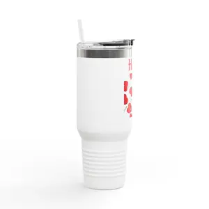Charming Insulated Travel Mug with Heart Design, Perfect for Coffee Lovers, Gifts for Her, Valentine's Day, On-the-Go Beverage Container