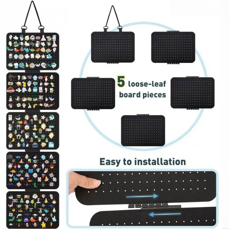 Felt Brooch Storage Hanging Bag, 5 Layer Jewelry Organizer, Wall Mount, Removable, Large Capacity, Foldable, Space Saving Storage, Perfect for Brooches, Earrings, Pendants, Home Jewelry Organizer