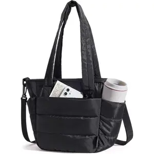 Lunch Bag Women Small Insulated Tote with Lunch Compartment Quilted Lightweight Puffy Tote Bag Portable Lunch Bag for Work, Travel, Outdoor