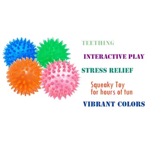 Dog Sound Toy Value Set, 4 Pack, Non-Toxic Durable Chew Floating Spiky Balls, Interactive Throw Chewing Toys, Suitable for Small Medium Large Dogs, Waterproof, 2.56 Inch