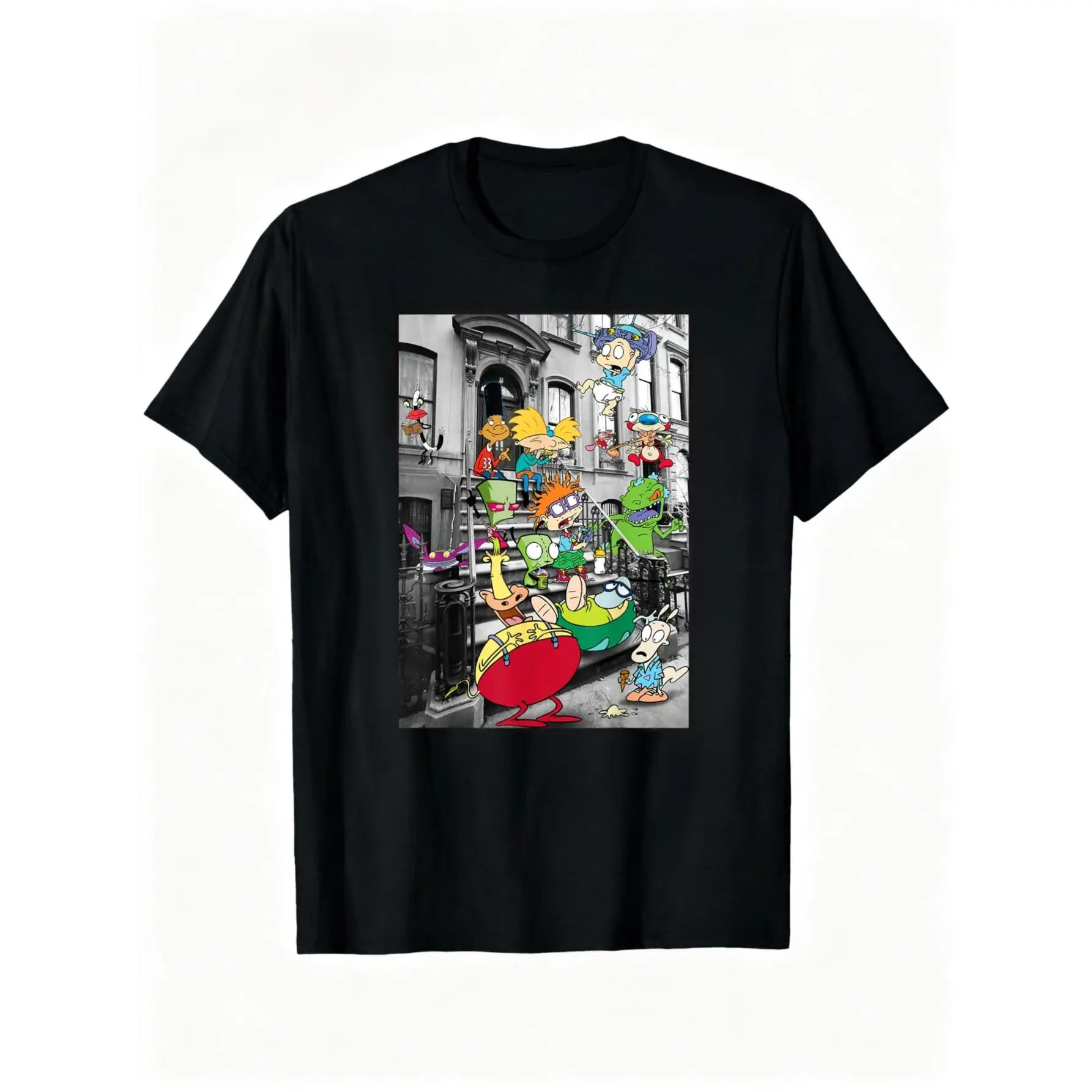 100% cotton Nickelodeon Classic Nicktoons Hanging On Stoop T-Shirt casual Fashion graphic tees women women graphic shirts