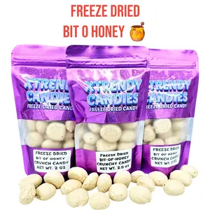 Freeze Dried Honey Puff Bits Crunchy and Nutty Candy - Honey Puff Bits and Honey Almond Snack Sweet Bonbon