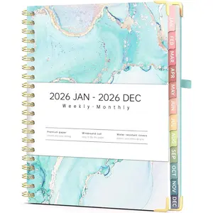2026 Planner, Weekly and Monthly Calendar Planner for Women, Jan 2026 - Dec 2026, 8.5" x 11", Hardcover Planning Agenda book with Monthly Tabs, Spiral Bound, Inner Pocket, Cute Journal Organizer Notebook for Office School, A4 Size,Light Green