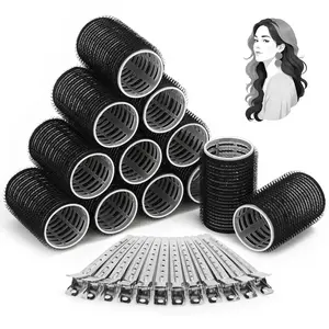Hair Curlers Rollers, 12 count Hair Rollers Hair Curlers Self Grip Holding Rollers with 12 count Hair Clips for Long Medium Short Thick Fine Thin Hair Bangs Volume