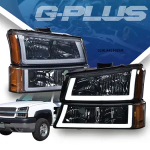 Fit For 03-07 Chevy Silverado Smoked/Amber LED DRL Bumper Headlight LH RH