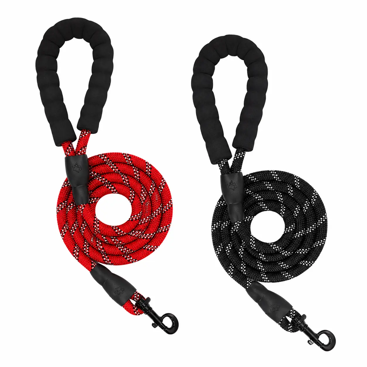 Dog Safe Walking Leash, 2-Pack – Durable Nylon 5FT Leash, Heavy-Duty Metal Clasp, with Padded Non-Slip Handle & Reflective Thread Design, Machine Washable, No-Pull Safety Leash for Active Dog Breeds, walking set