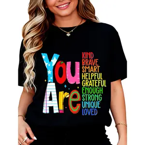 Unisex Cotton Casual T-Shirt with "You Are a Teacher" Prints, Planet-Themed Graphic, Versatile Tops for Teacher Audience (Pairs with Bottoms)