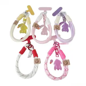 Cute pink jelly pendant phone case, phone lanyard, small accessories, keychain, camera chain, universal for phones, high-end